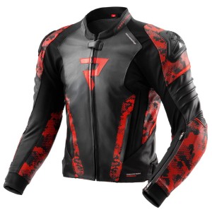 Kurtka skórzana Rebelhorn Veloce Camo Black/Fluo Red