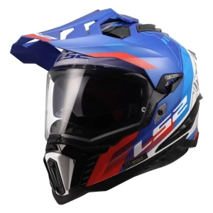 Kask enduro LS2 MX701 Explorer Hexa biało-niebiesko-czerwony (White/Blue/Red)