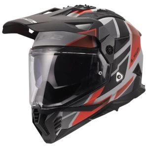 Kask enduro LS2 MX702 Pioneer II Block szaro-czerwony (Grey/Red)