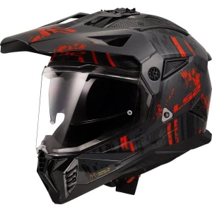 Kask enduro LS2 MX702 Pioneer II Crazy czarno-czerwony (Black/Red)